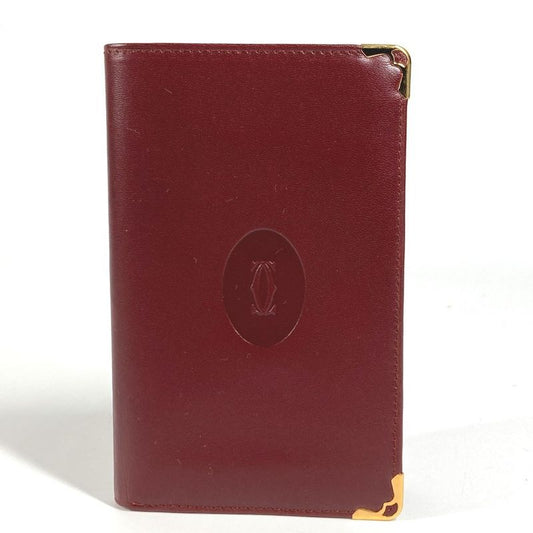 Cartier Card Case Logo Leather Burgundy