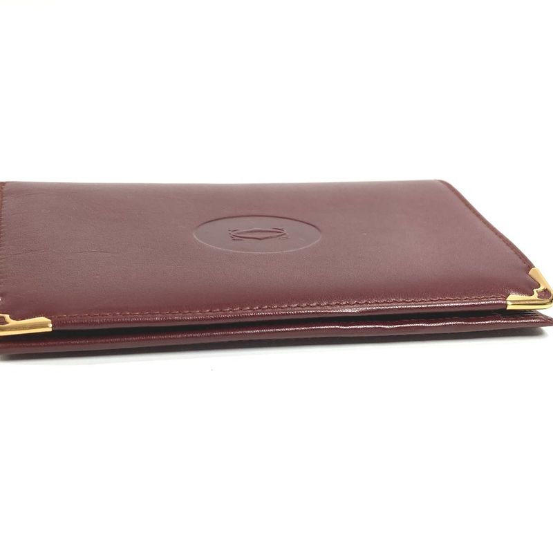 Cartier Card Case Logo Leather Burgundy