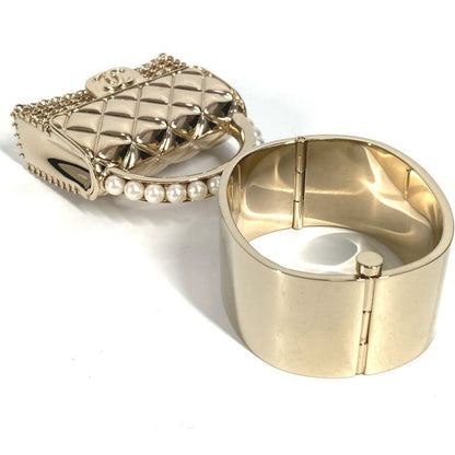 Chanel Bangle Matelasse Quilted Handbag Shape Metal Gold