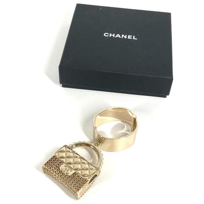 Chanel Bangle Matelasse Quilted Handbag Shape Metal Gold
