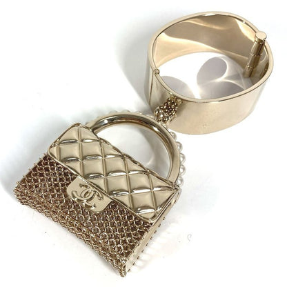 Chanel Bangle Matelasse Quilted Handbag Shape Metal Gold