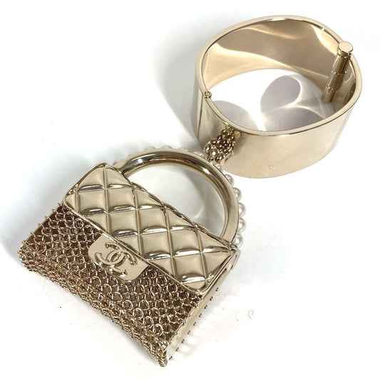 Chanel Bangle Matelasse Quilted Handbag Shape Metal Gold