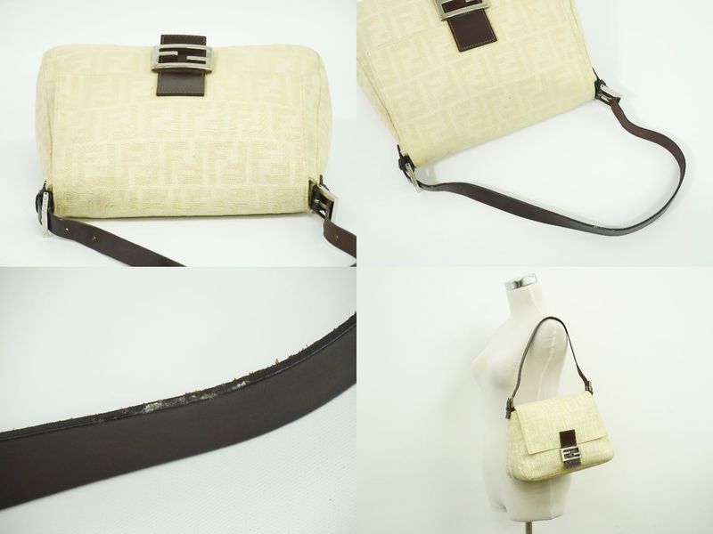 Authentic Fendi Zucca Mamma Bucket Shoulder Bag Handbag Canvas Beige 26325