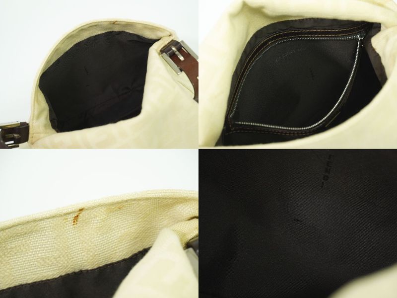 Authentic Fendi Zucca Mamma Bucket Shoulder Bag Handbag Canvas Beige 26325