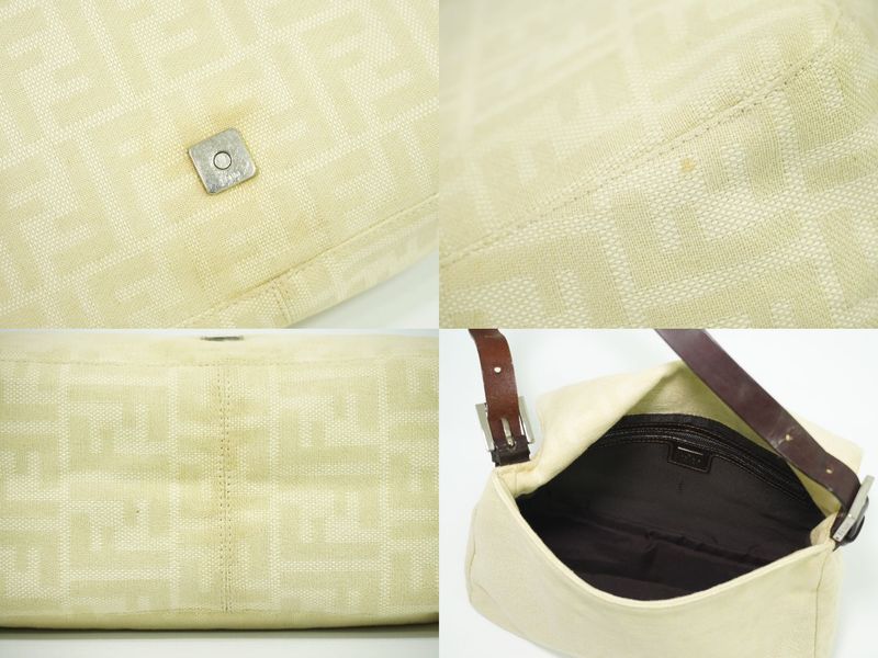Authentic Fendi Zucca Mamma Bucket Shoulder Bag Handbag Canvas Beige 26325