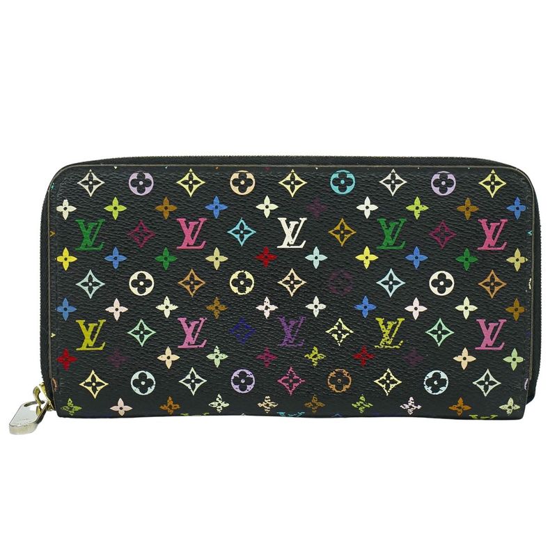 Authentic Louis Vuitton LV Zippy Wallet Monogram Multicolor Long Wallet Noir