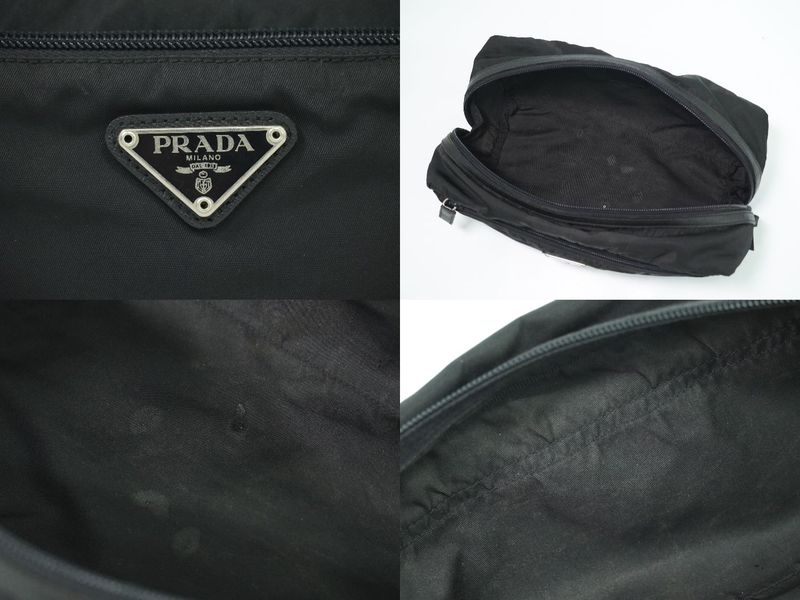 Authentic Prada Nylon Pouch Small Bag Black Miscellaneous Small Goods Used