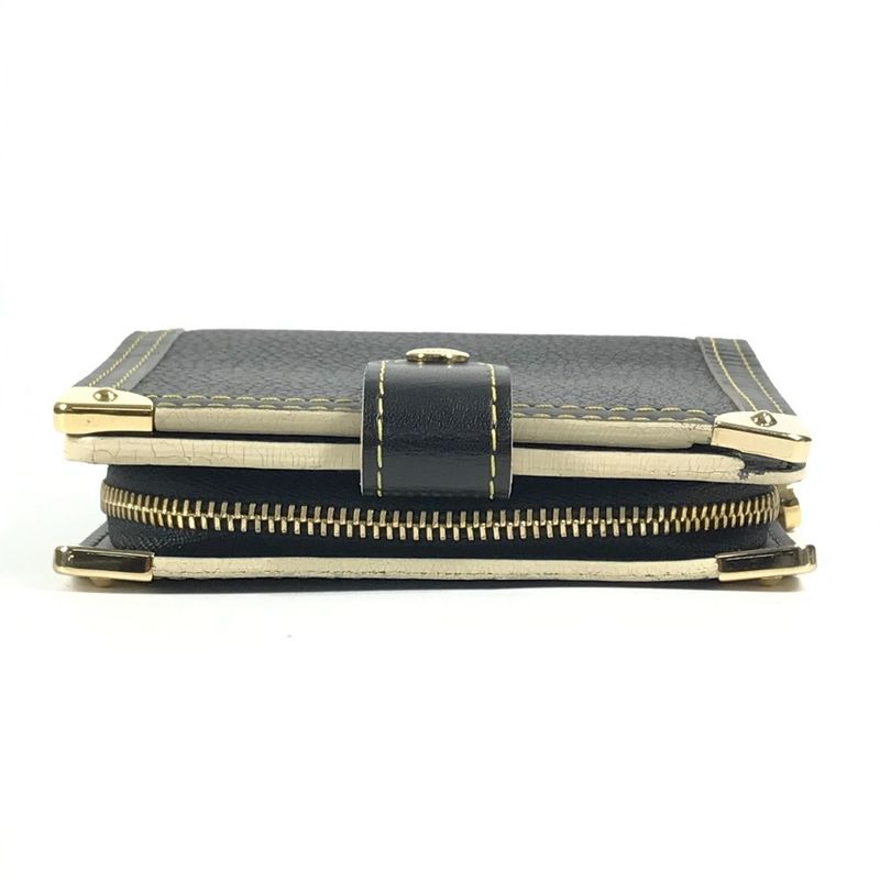 Louis Vuitton Bifold Wallet Compact Zip M91828 Suhari Leather Noir Black