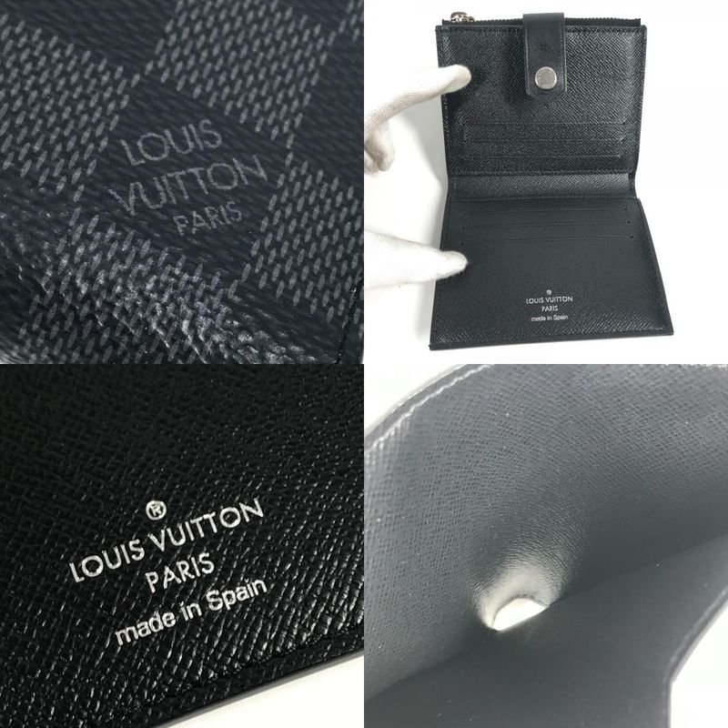 Louis Vuitton Bifold Wallet Multiport Carte N60451 Damier Graphite Canvas Black