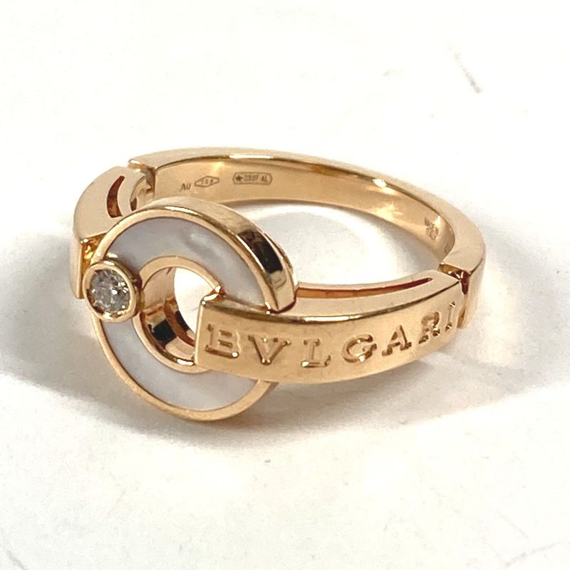 Bvlgari Ring - Ring Open Work Ring Bvlgari Logo Au750 Pink Gold