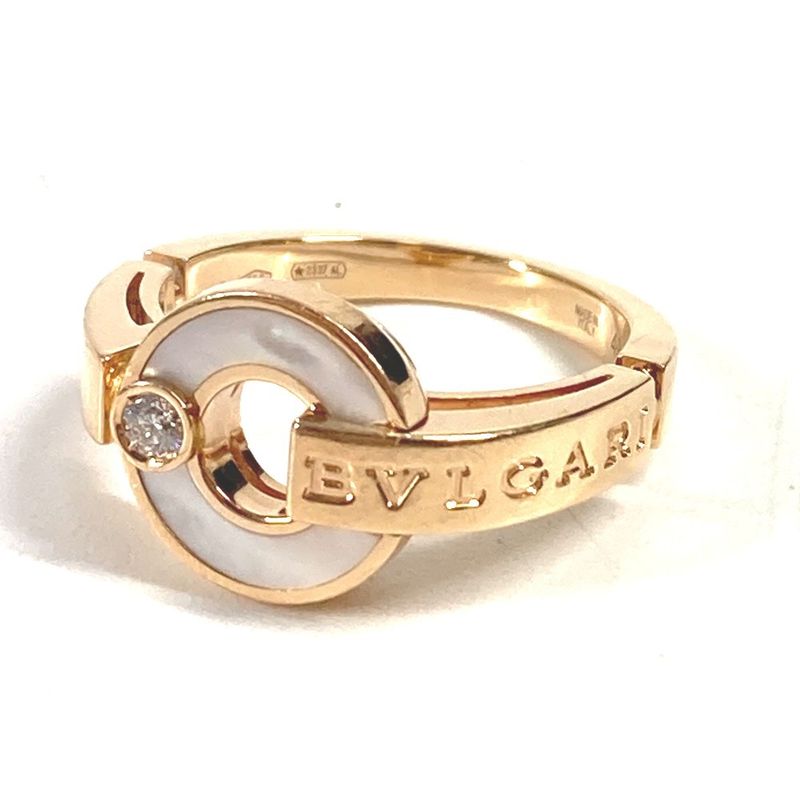 Bvlgari Ring - Ring Open Work Ring Bvlgari Logo Au750 Pink Gold