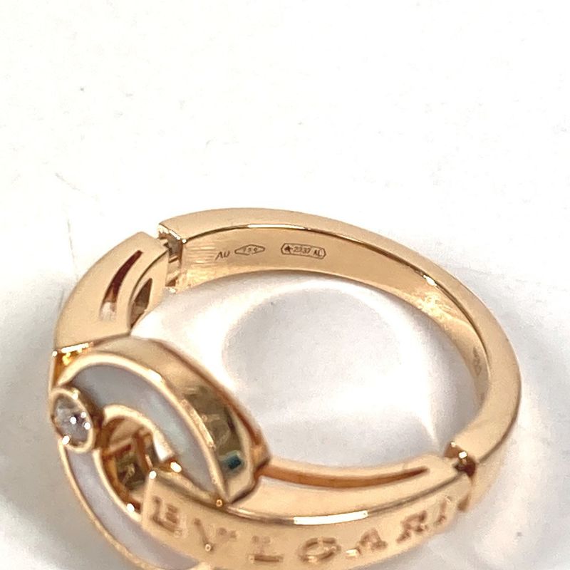 Bvlgari Ring - Ring Open Work Ring Bvlgari Logo Au750 Pink Gold