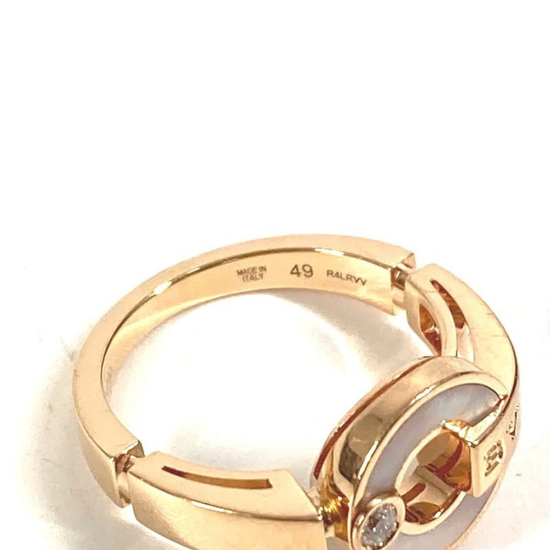 Bvlgari Ring - Ring Open Work Ring Bvlgari Logo Au750 Pink Gold