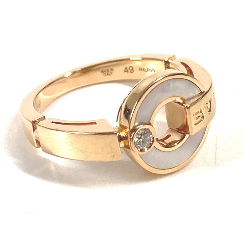 Bvlgari Ring - Ring Open Work Ring Bvlgari Logo Au750 Pink Gold