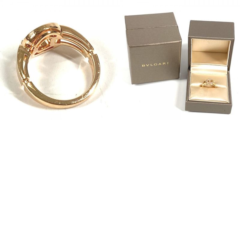 Bvlgari Ring - Ring Open Work Ring Bvlgari Logo Au750 Pink Gold