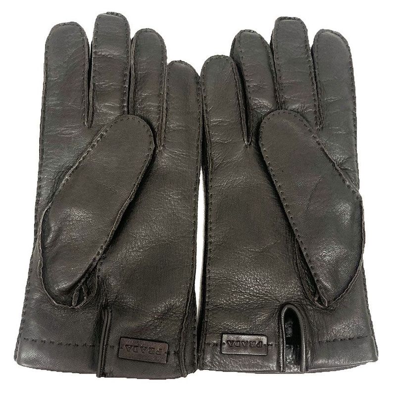 Prada Gloves Size 9 Men's Leather Dark Brown Never Used Aq12233