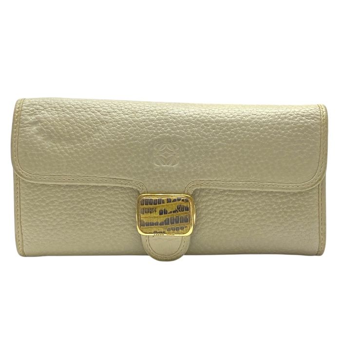 Loewe 061301 Anagram Fold Wallet Long Wallet Long Wallet Logo Leather Beige