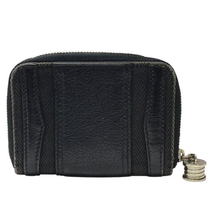 Bvlgari 34583 B-zero1 Coin Case Coin Purse Round Zipper Logo Leather Black