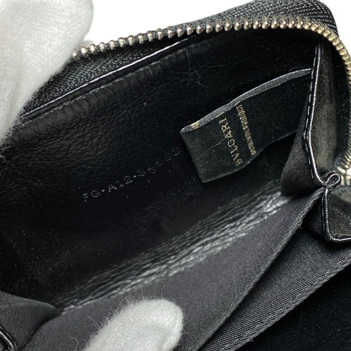 Bvlgari 34583 B-zero1 Coin Case Coin Purse Round Zipper Logo Leather Black