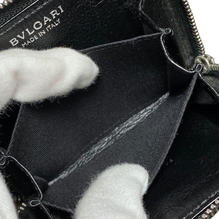 Bvlgari 34583 B-zero1 Coin Case Coin Purse Round Zipper Logo Leather Black