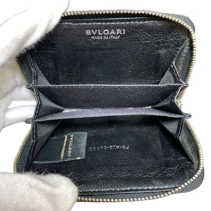 Bvlgari 34583 B-zero1 Coin Case Coin Purse Round Zipper Logo Leather Black