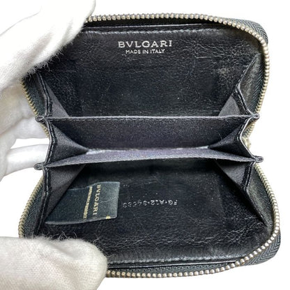 Bvlgari 34583 B-zero1 Coin Case Coin Purse Round Zipper Logo Leather Black