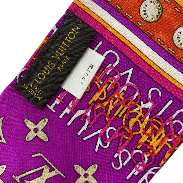 Louis Vuitton M74569 Bandeau Monogram Map Scarf Bandana Ribbon Silk Pink And