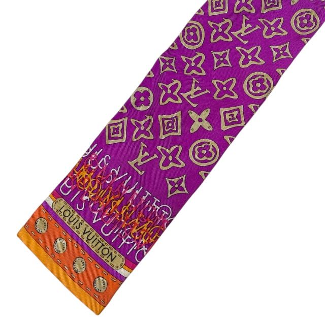 Louis Vuitton M74569 Bandeau Monogram Map Scarf Bandana Ribbon Silk Pink And