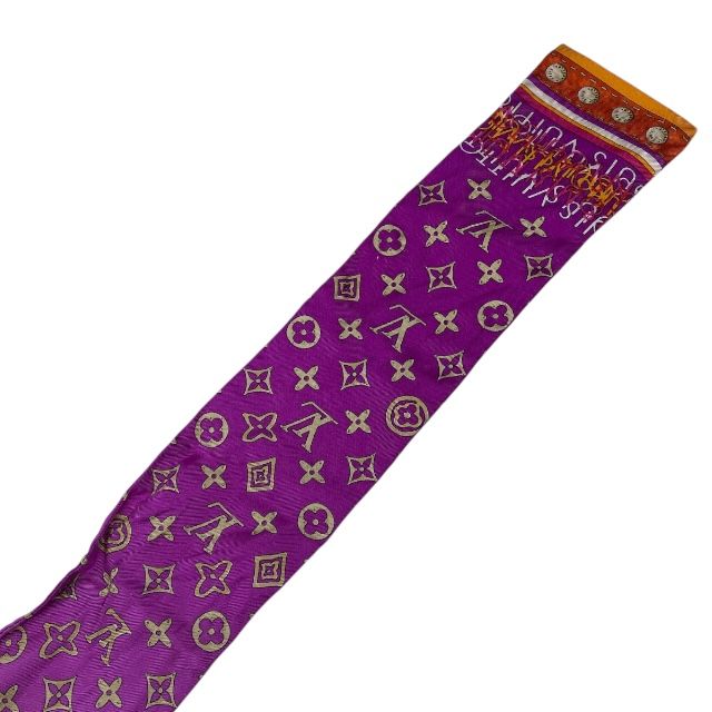 Louis Vuitton M74569 Bandeau Monogram Map Scarf Bandana Ribbon Silk Pink And