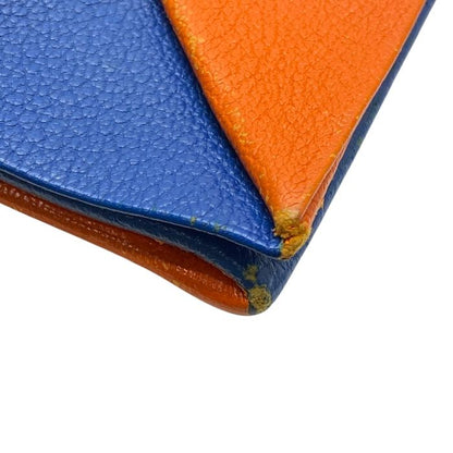 Hermes Zulu Coin Case Coin Purse Coin Purse Chevre Orange Blue Hermes Women's