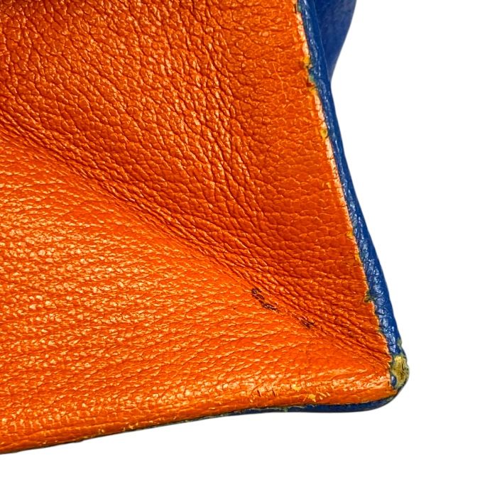 Hermes Zulu Coin Case Coin Purse Coin Purse Chevre Orange Blue Hermes Women's