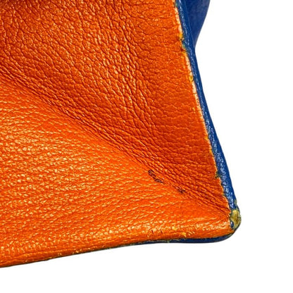 Hermes Zulu Coin Case Coin Purse Coin Purse Chevre Orange Blue Hermes Women's