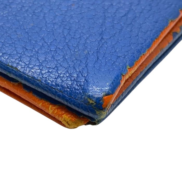 Hermes Zulu Coin Case Coin Purse Coin Purse Chevre Orange Blue Hermes Women's