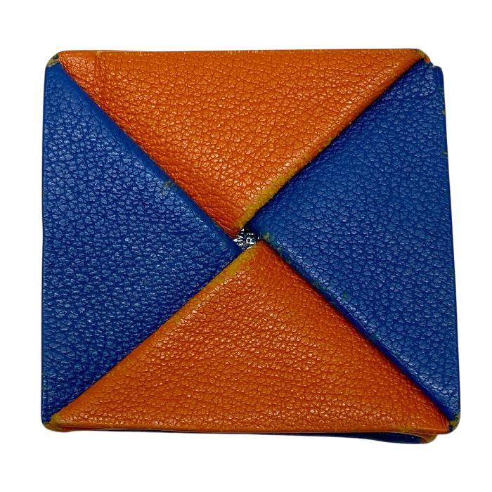 Hermes Zulu Coin Case Coin Purse Coin Purse Chevre Orange Blue Hermes Women's