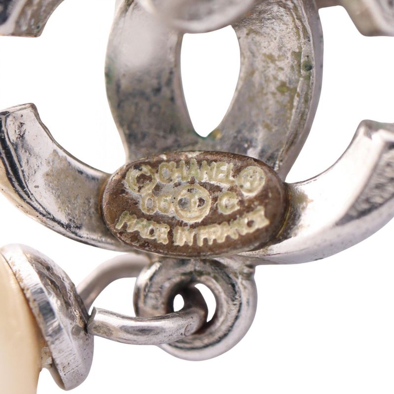 Chanel Earrings Coco Mark Stainless Steel Pearl Earrings Ladies Used B