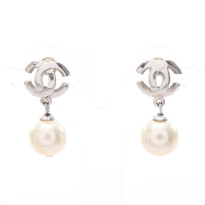 Chanel Earrings Coco Mark Stainless Steel Pearl Earrings Ladies Used B