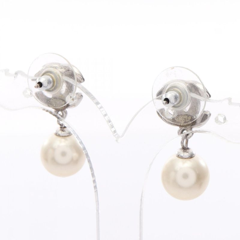 Chanel Earrings Coco Mark Stainless Steel Pearl Earrings Ladies Used B
