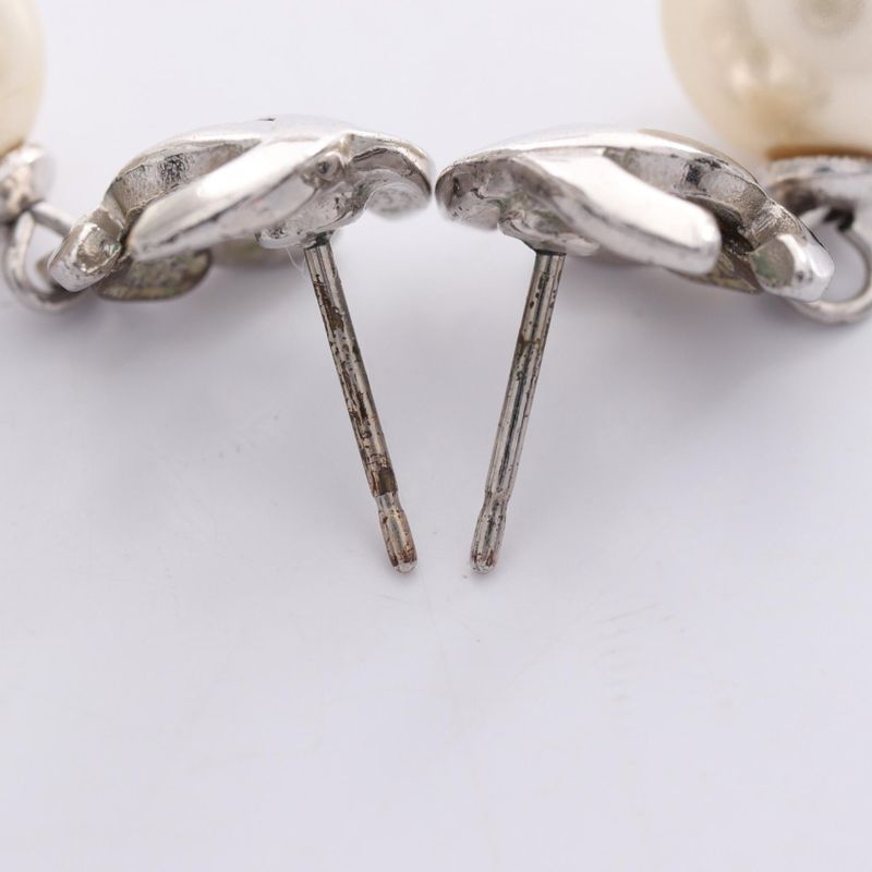 Chanel Earrings Coco Mark Stainless Steel Pearl Earrings Ladies Used B