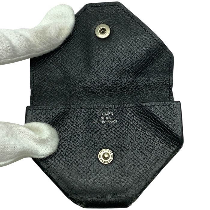 Hermes Le Van Cattle Coin Case Coin Purse Coin Purse Chèvre Leather Black