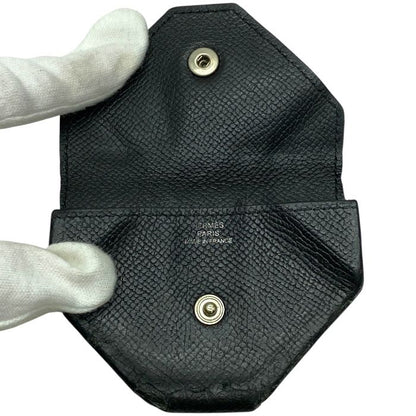 Hermes Le Van Cattle Coin Case Coin Purse Coin Purse Chèvre Leather Black