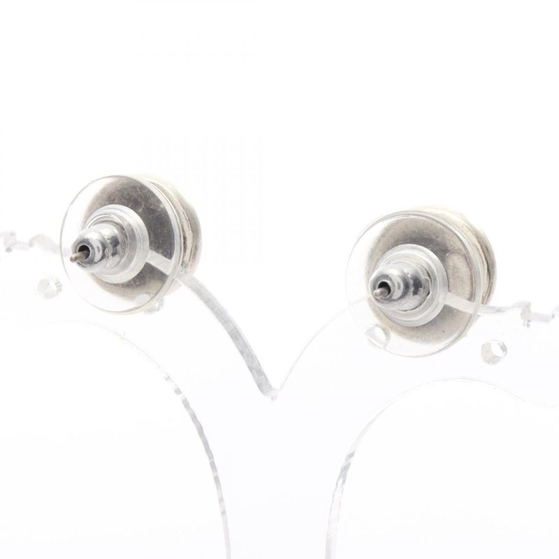 Chanel Earrings Coco Mark Stainless Steel White Logo Earrings Ladies Used C
