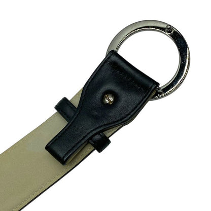 Bvlgari 32743 Belt Accessories Bvlgari Circle Buckle Silver Logo Leather Black