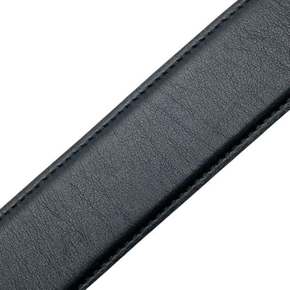 Bvlgari 32743 Belt Accessories Bvlgari Circle Buckle Silver Logo Leather Black