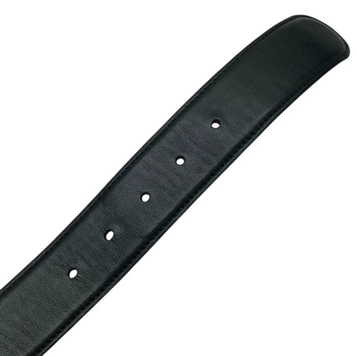 Bvlgari 32743 Belt Accessories Bvlgari Circle Buckle Silver Logo Leather Black