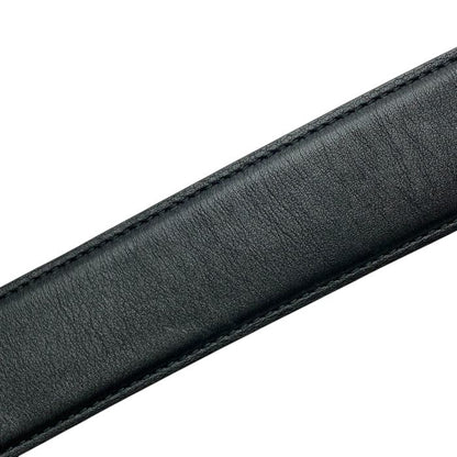 Bvlgari 32743 Belt Accessories Bvlgari Circle Buckle Silver Logo Leather Black