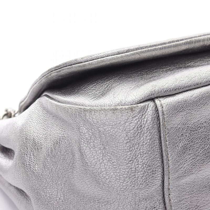 Chanel Shoulder Bag Luxury Line Silver Leather Coco Mark Chain Shoulder Women