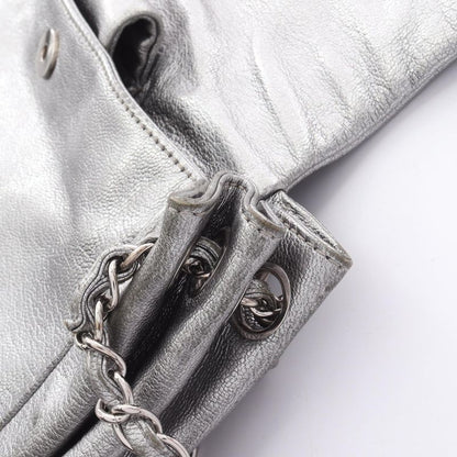 Chanel Shoulder Bag Luxury Line Silver Leather Coco Mark Chain Shoulder Women