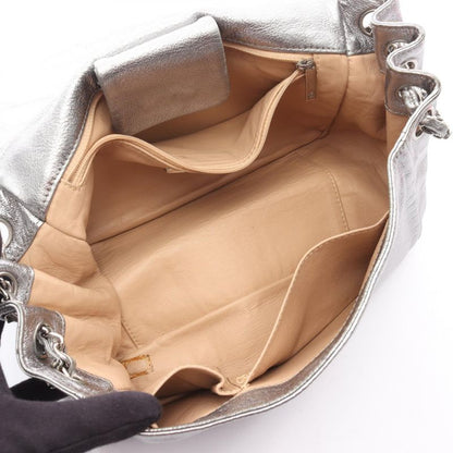 Chanel Shoulder Bag Luxury Line Silver Leather Coco Mark Chain Shoulder Women