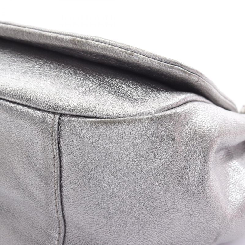 Chanel Shoulder Bag Luxury Line Silver Leather Coco Mark Chain Shoulder Women