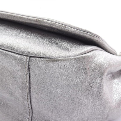 Chanel Shoulder Bag Luxury Line Silver Leather Coco Mark Chain Shoulder Women